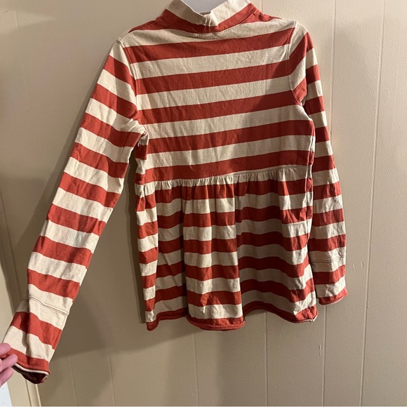 We The Free Free People Red and Tan Striped Turtleneck Peplum Blouse - Picture 4 of 7